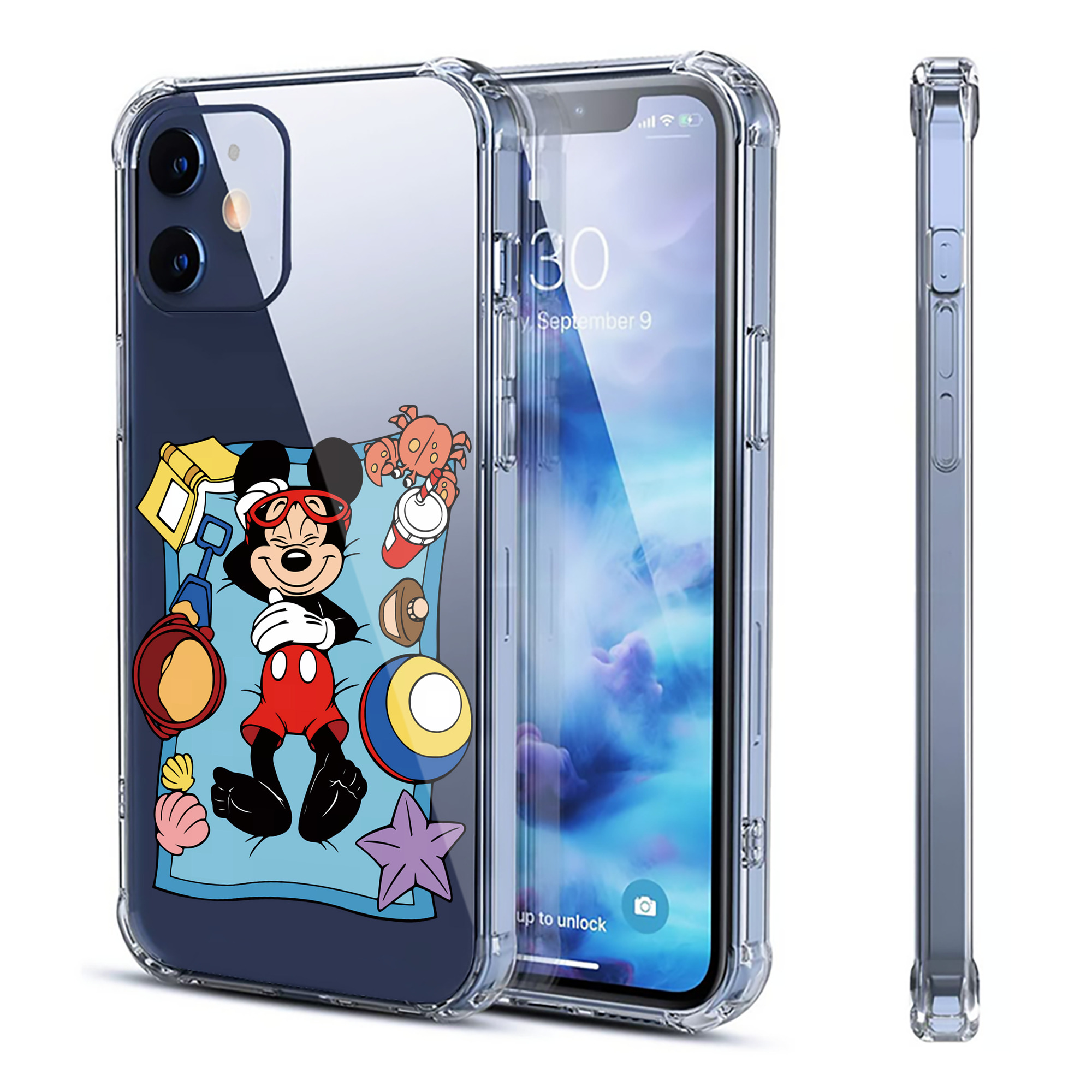 （画像用） ミッキーマウス Mickey Mouse 【iPhone 12シリーズ対応】透明スマホケース（クリアソフトケース）